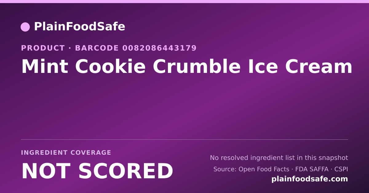 Share card for Mint Cookie Crumble Ice Cream Food Ingredient Profile