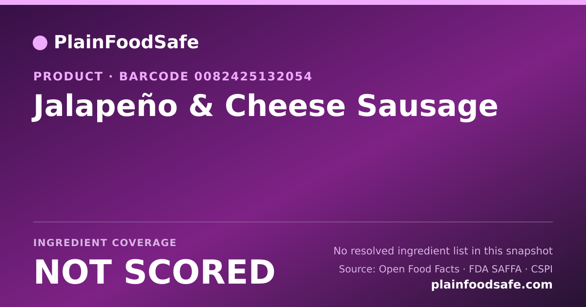 Share card for Jalapeño & Cheese Sausage Food Ingredient Profile