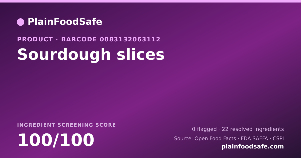 Share card for Sourdough slices Food Ingredient Profile