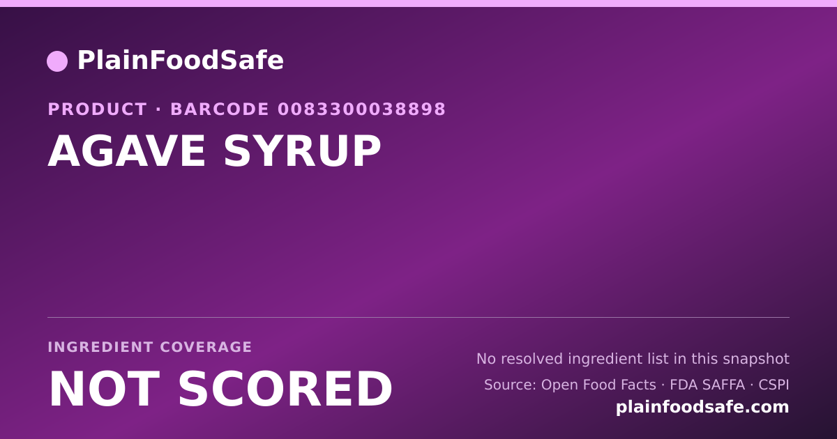Share card for AGAVE SYRUP Food Ingredient Profile
