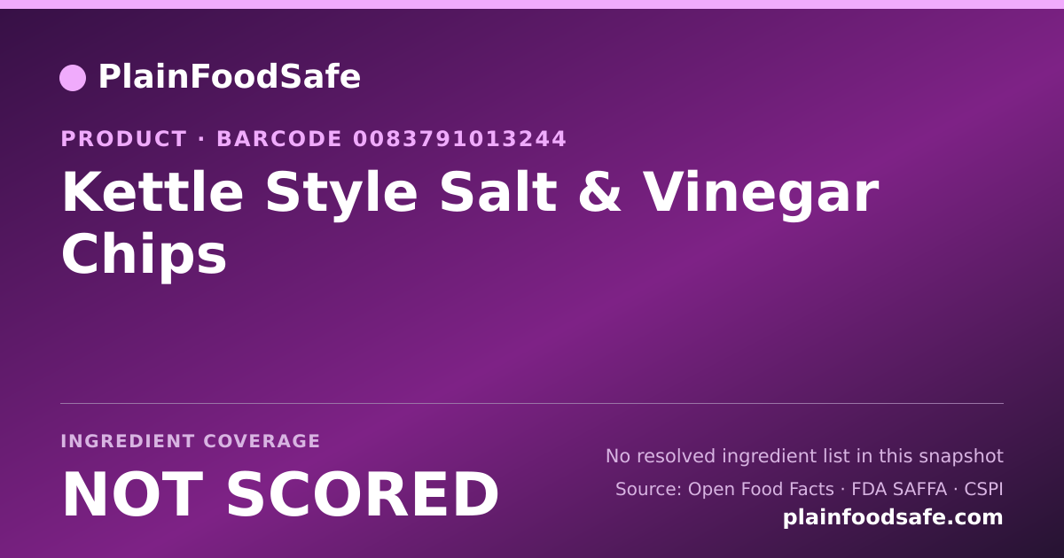Share card for Kettle Style Salt & Vinegar Chips Food Ingredient Profile