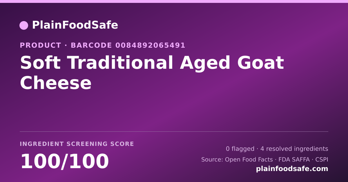 Share card for Soft Traditional Aged Goat Cheese Food Ingredient Profile