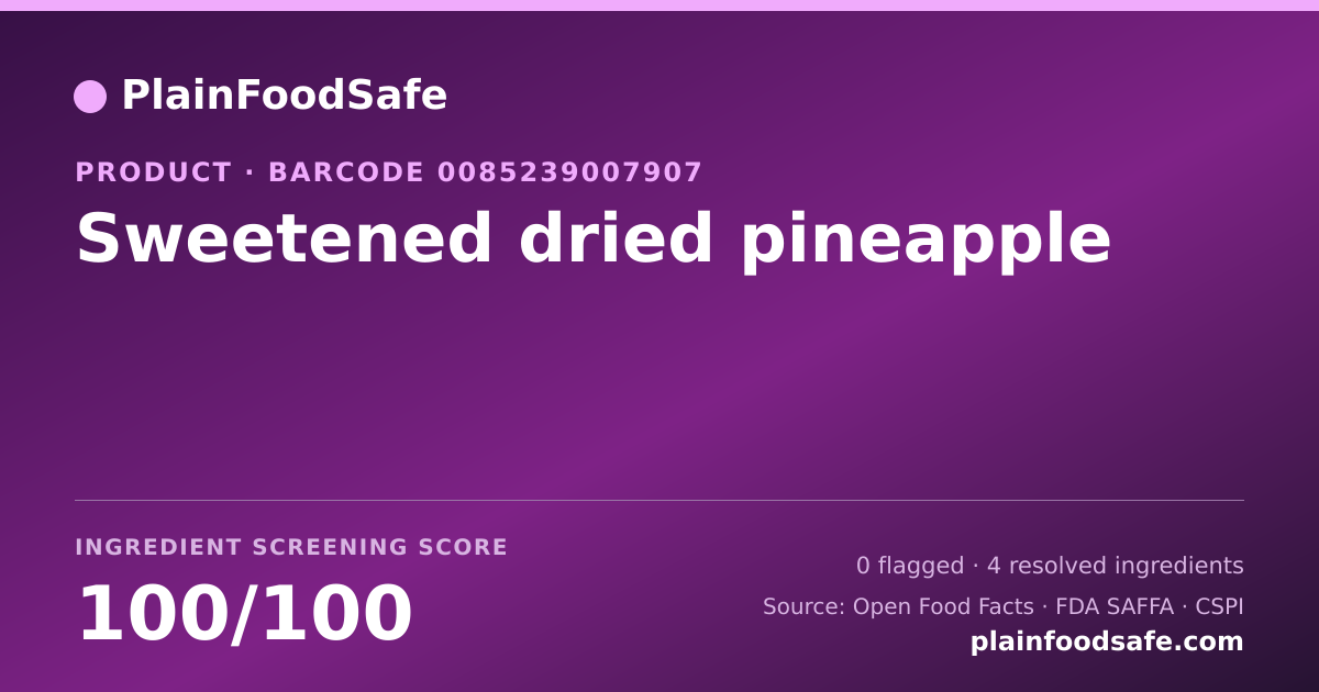 Share card for Sweetened dried pineapple Food Ingredient Profile