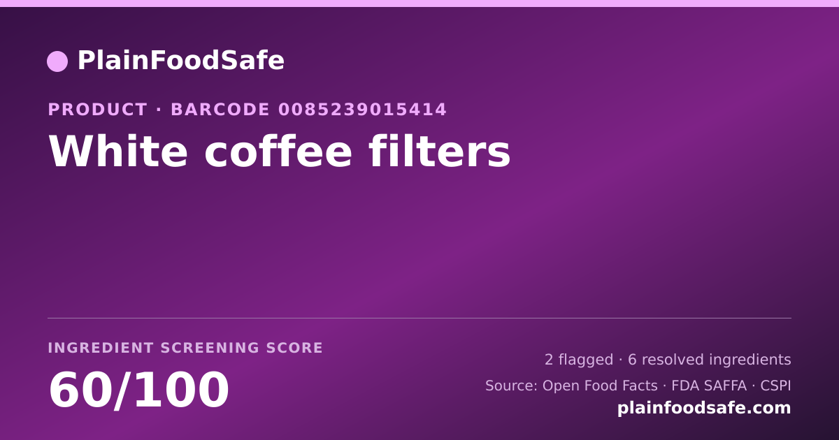 Share card for White coffee filters Food Ingredient Profile