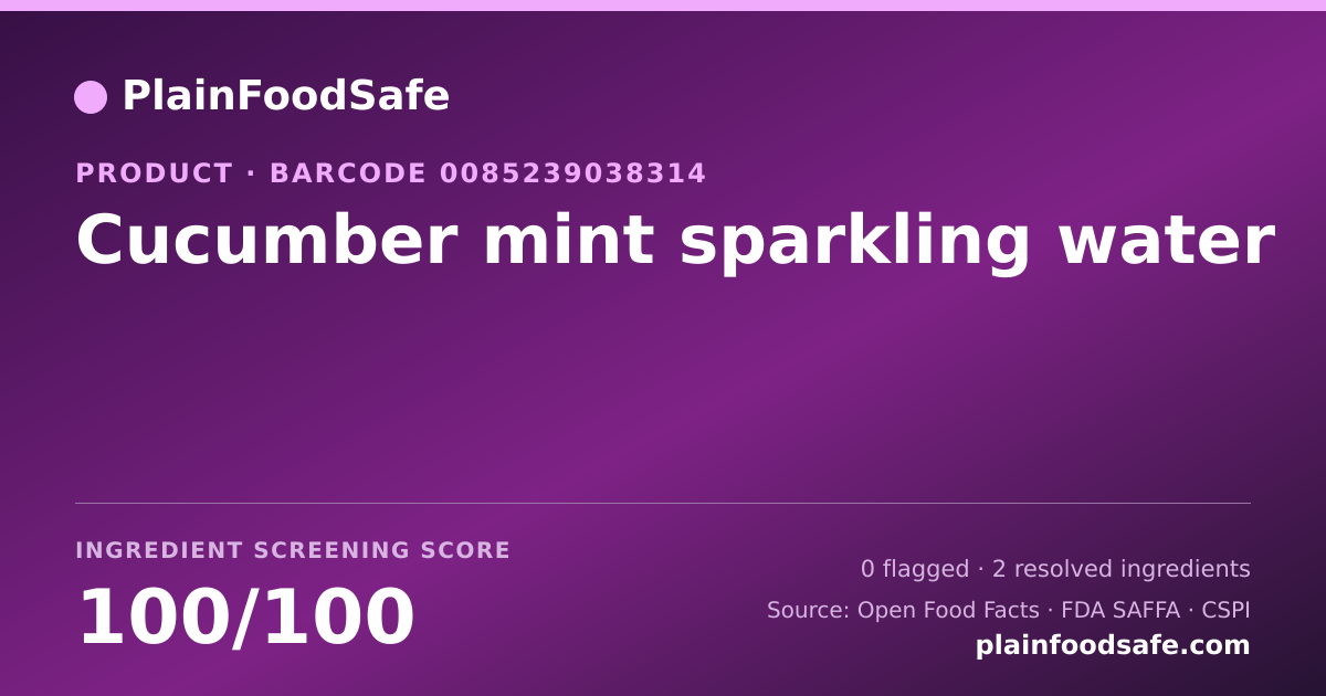 Share card for Cucumber mint sparkling water Food Ingredient Profile