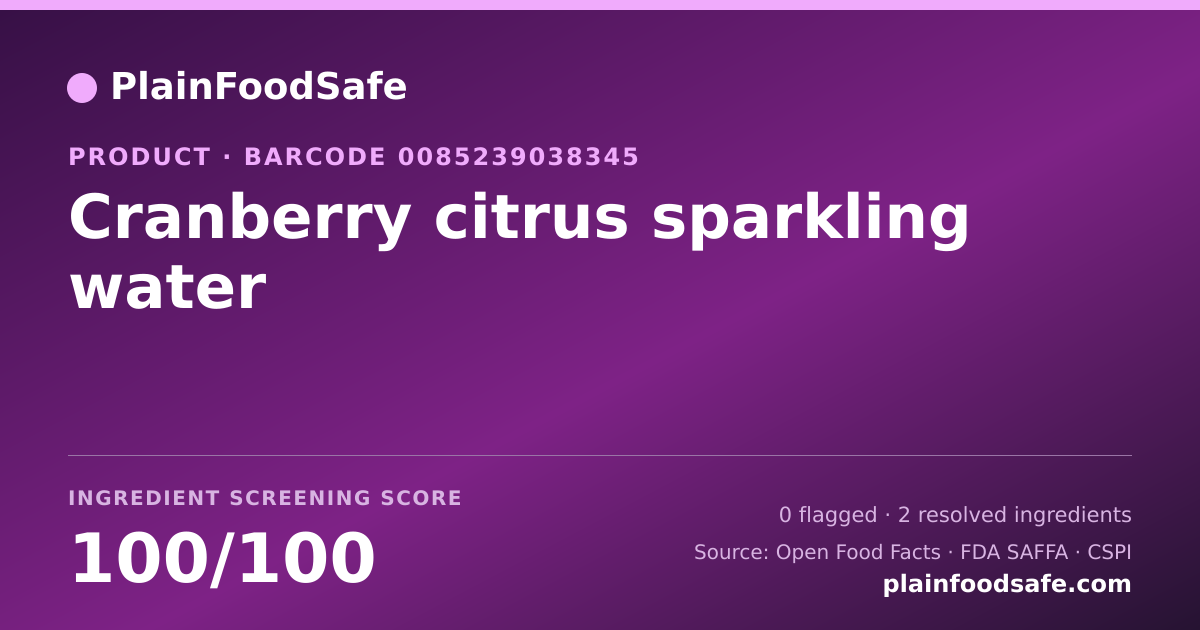Share card for Cranberry citrus sparkling water Food Ingredient Profile