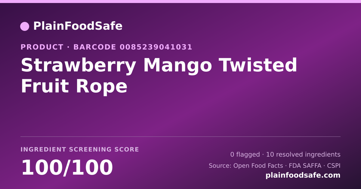 Share card for Strawberry Mango Twisted Fruit Rope Food Ingredient Profile