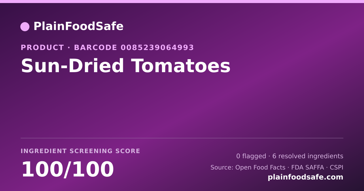 Share card for Sun-Dried Tomatoes Food Ingredient Profile