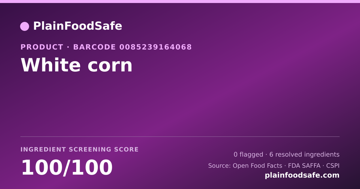 Share card for White corn Food Ingredient Profile