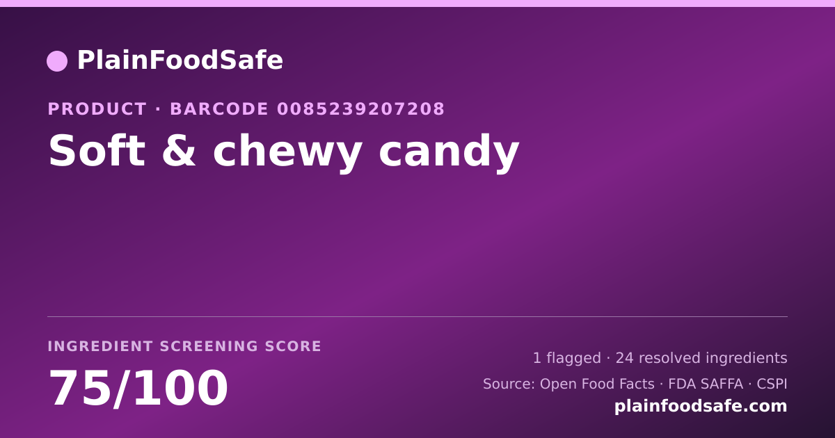 Share card for Soft & chewy candy Food Ingredient Profile