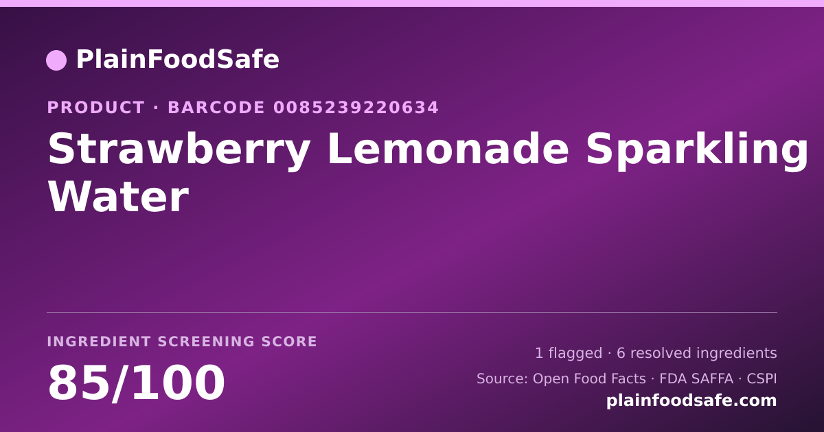 Share card for Strawberry Lemonade Sparkling Water Food Ingredient Profile