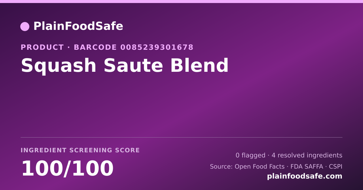 Share card for Squash Saute Blend Food Ingredient Profile