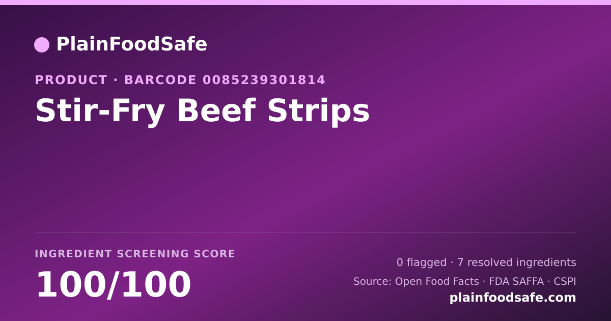 Share card for Stir-Fry Beef Strips Food Ingredient Profile