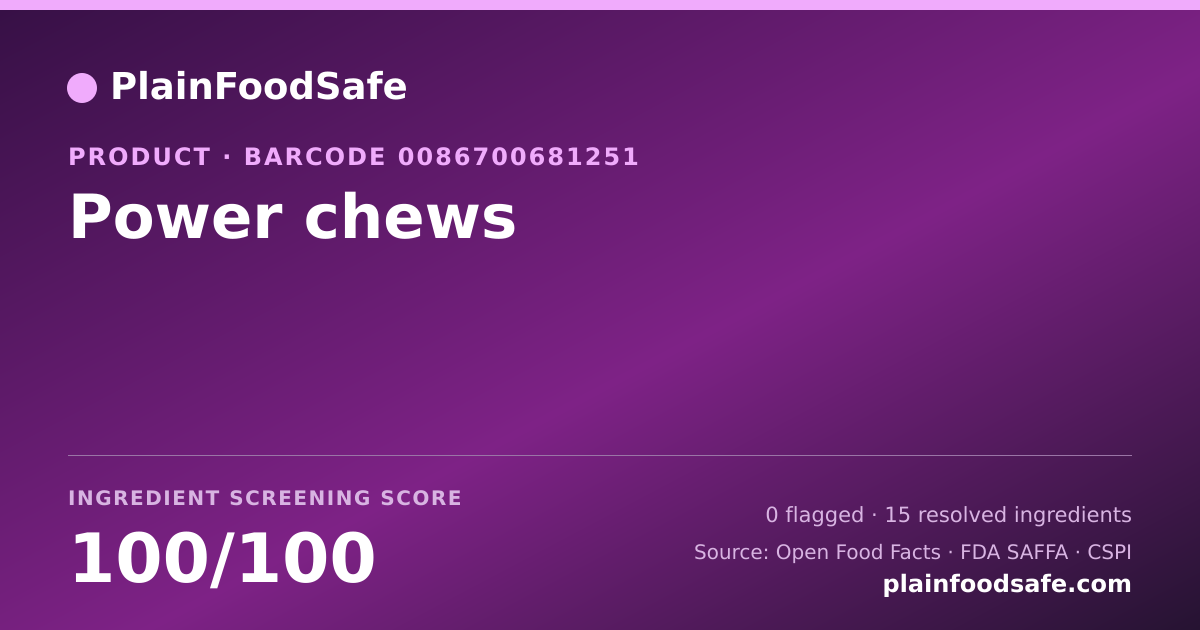 Share card for Power chews Food Ingredient Profile