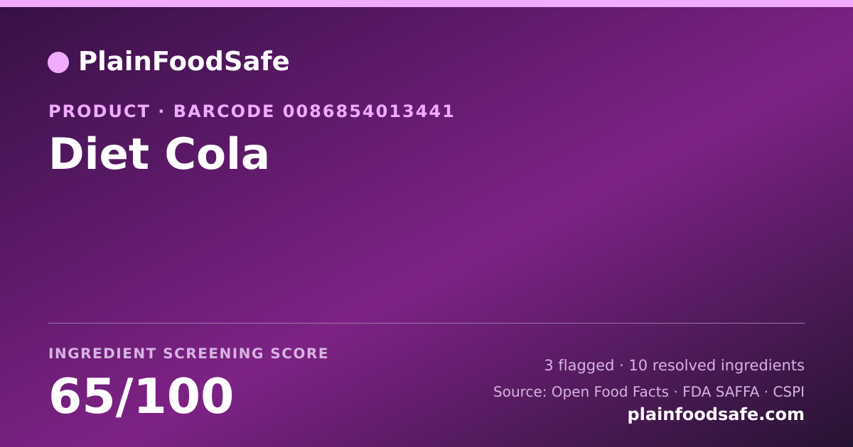 Share card for Diet Cola Food Ingredient Profile