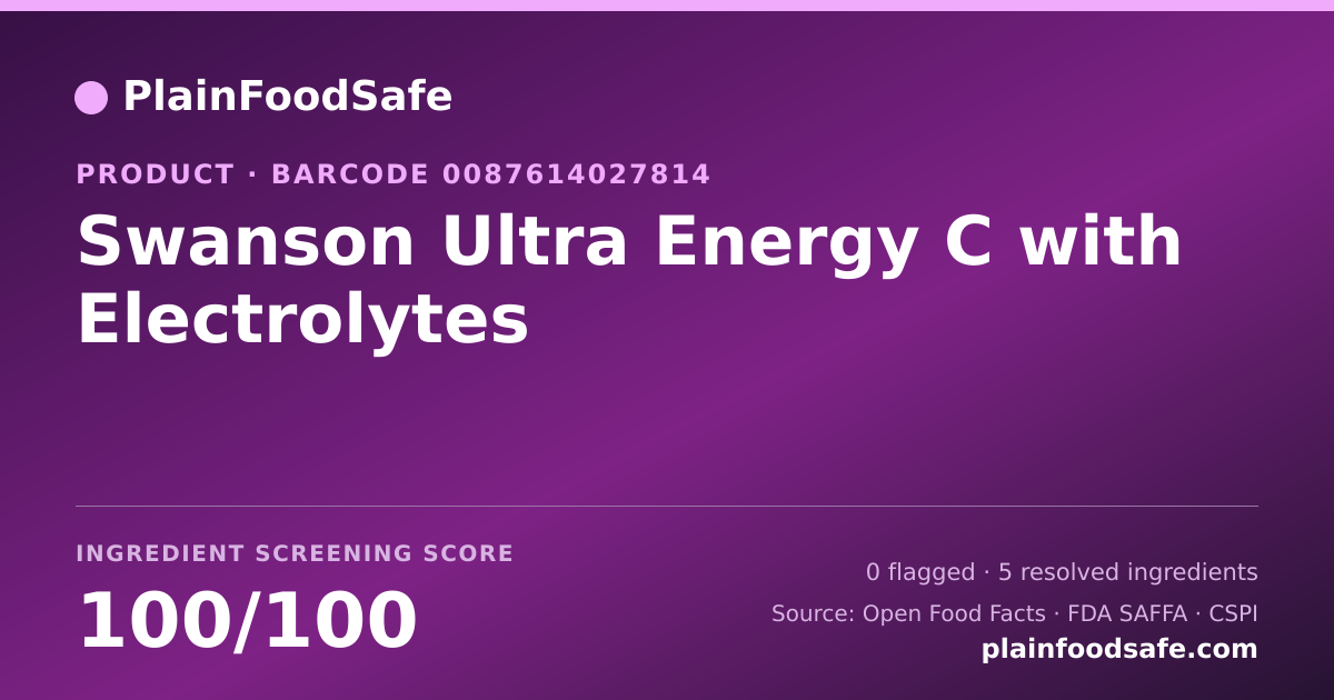 Share card for Swanson Ultra Energy C with Electrolytes Food Ingredient Profile