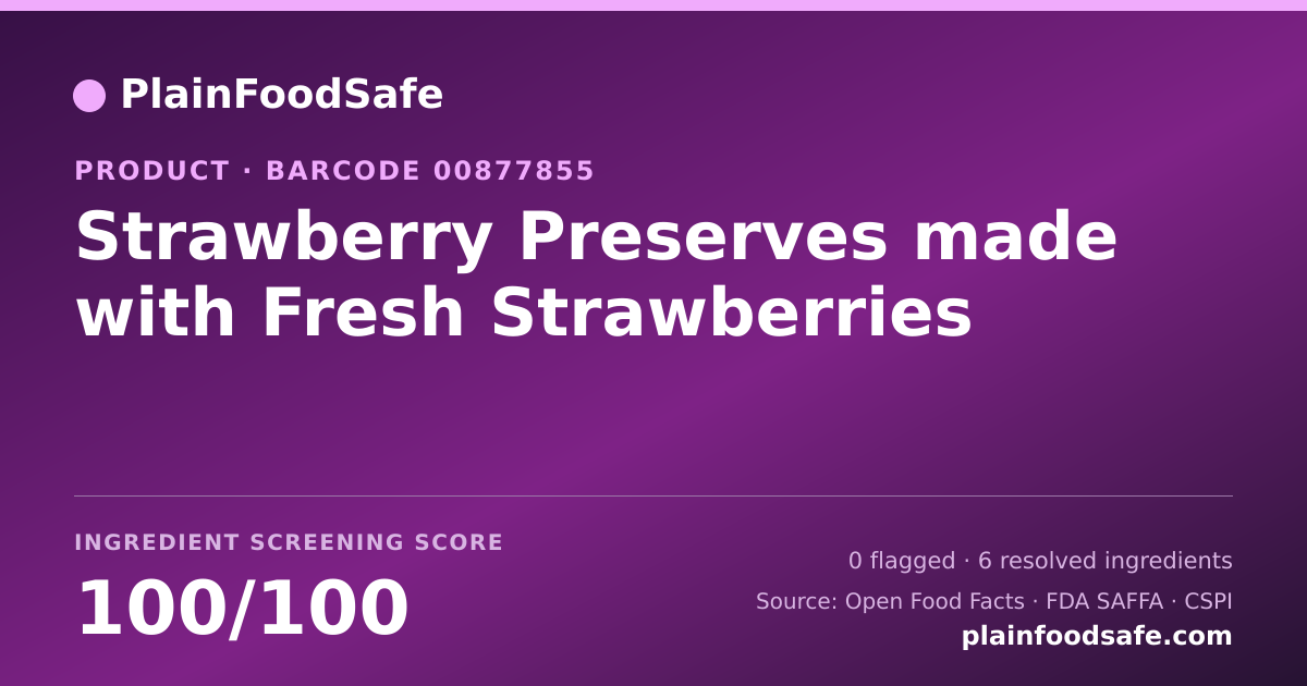 Share card for Strawberry Preserves made with Fresh Strawberries Food Ingredient Profile