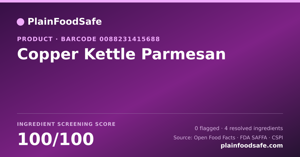 Share card for Copper Kettle Parmesan Food Ingredient Profile