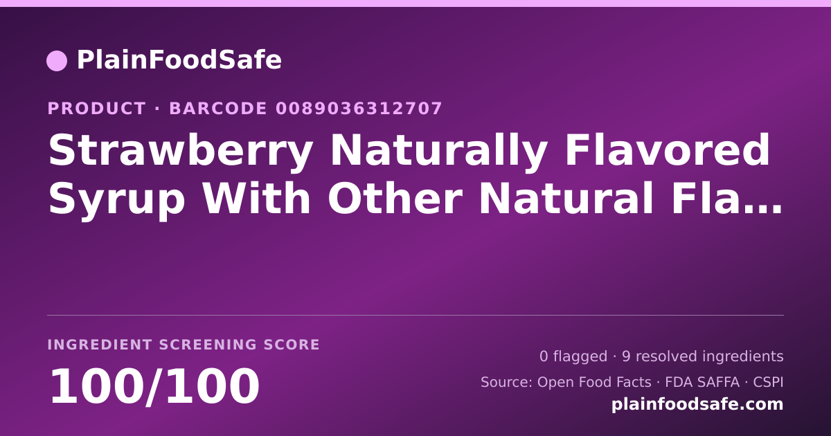 Share card for Strawberry Naturally Flavored Syrup With Other Natural Flavors Food Ingredient Profile