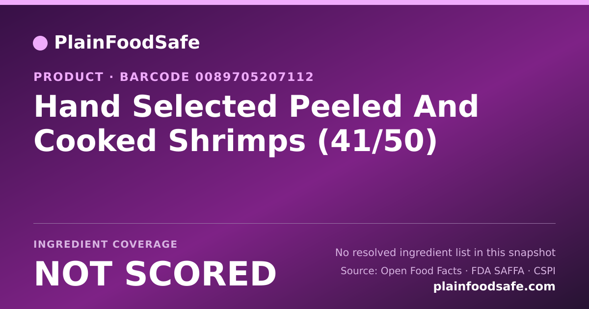 Share card for Hand Selected Peeled And Cooked Shrimps (41/50) Food Ingredient Profile
