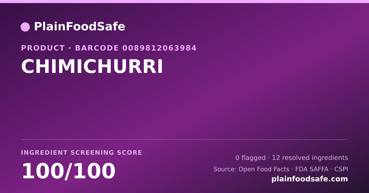 Share card for CHIMICHURRI Food Ingredient Profile