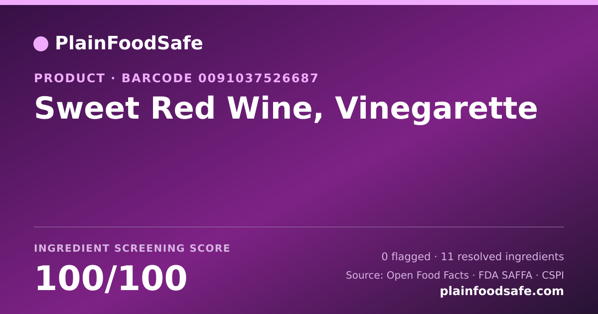 Share card for Sweet Red Wine, Vinegarette Food Ingredient Profile