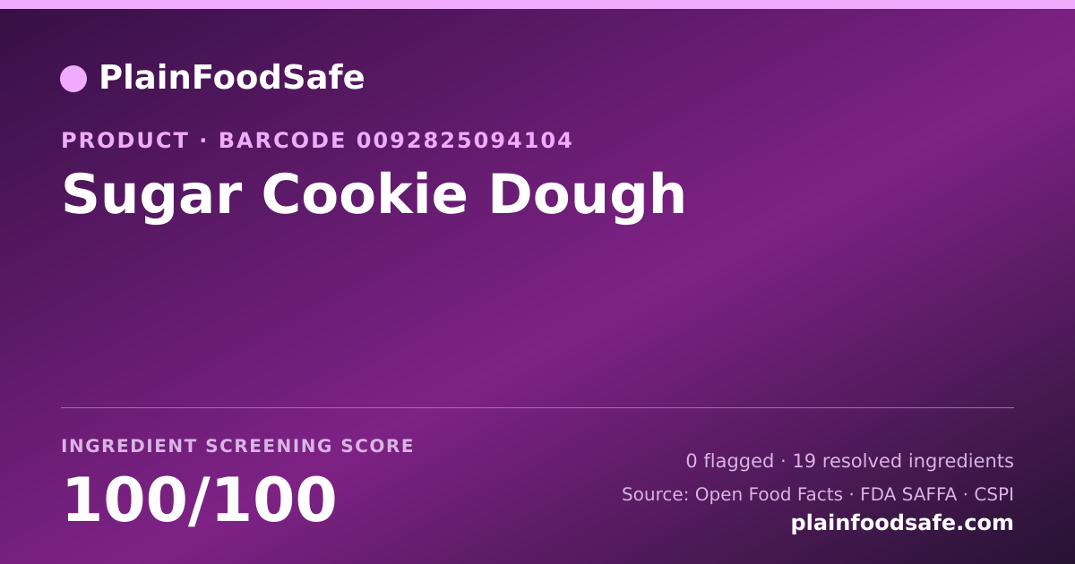 Share card for Sugar Cookie Dough Food Ingredient Profile