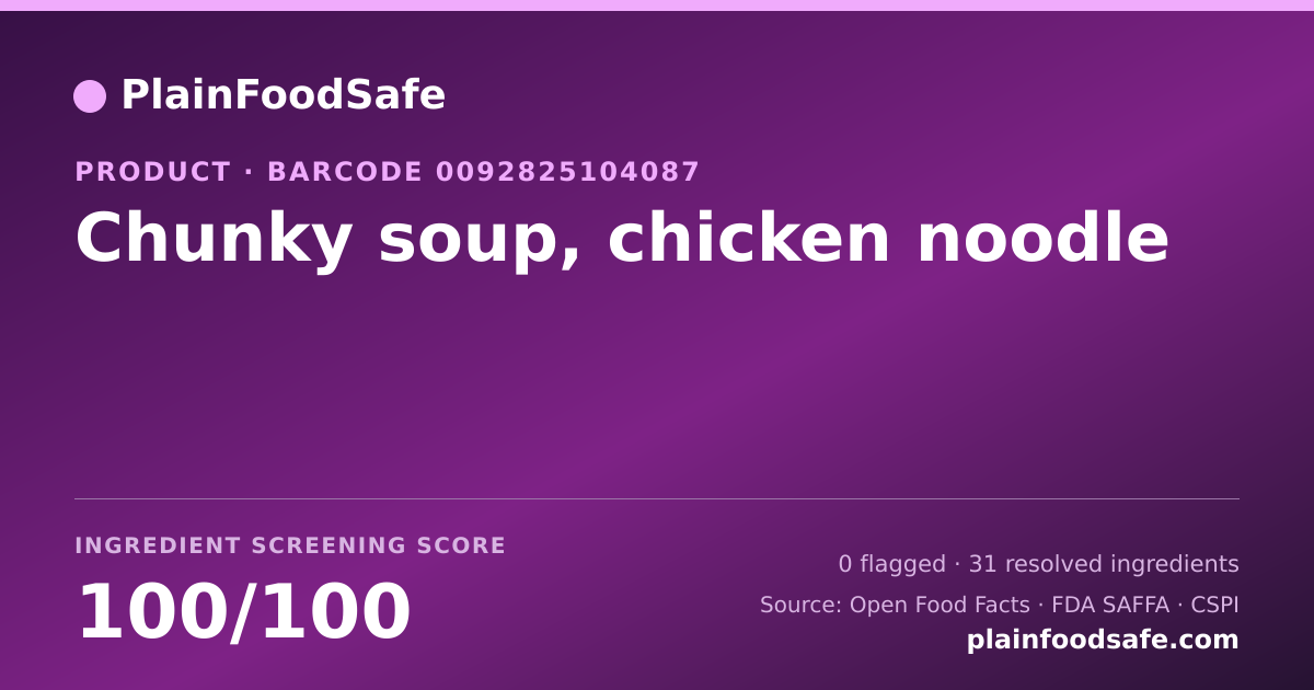 Share card for Chunky soup, chicken noodle Food Ingredient Profile