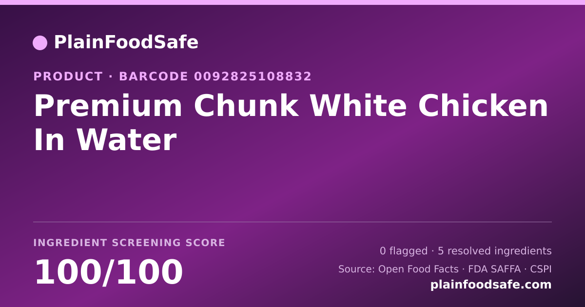 Share card for Premium Chunk White Chicken In Water Food Ingredient Profile