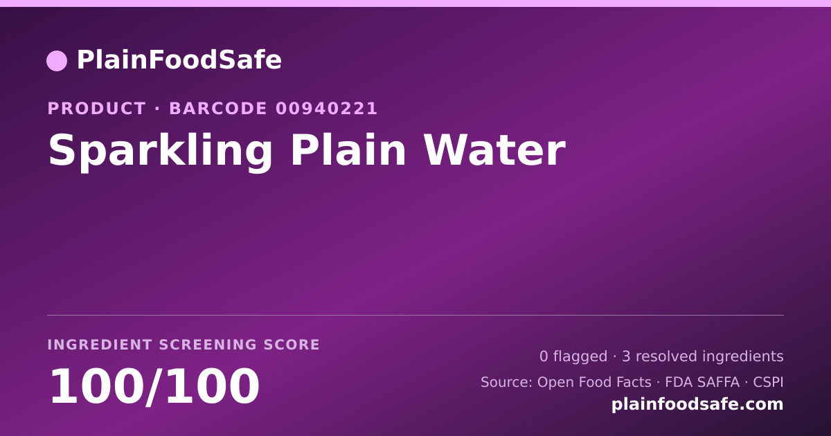 Share card for Sparkling Plain Water Food Ingredient Profile