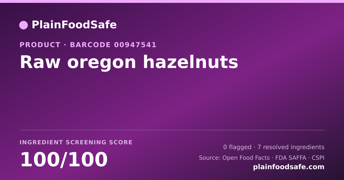 Share card for Raw oregon hazelnuts Food Ingredient Profile