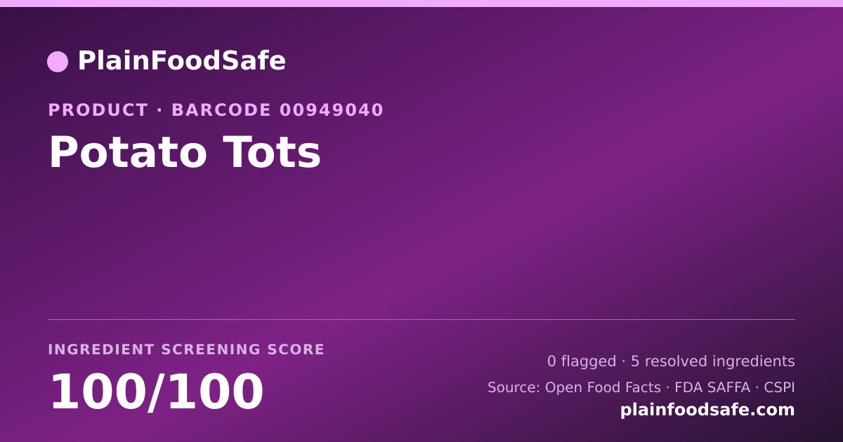 Share card for Potato Tots Food Ingredient Profile