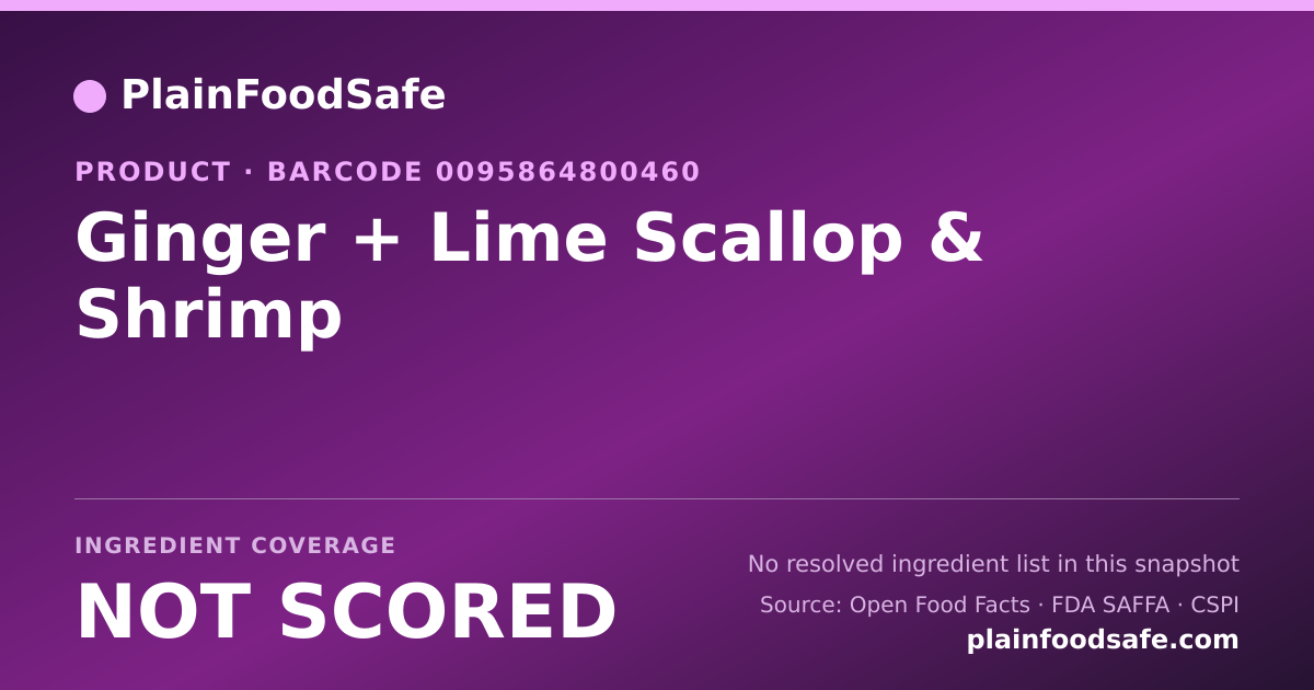 Share card for Ginger + Lime Scallop & Shrimp Food Ingredient Profile