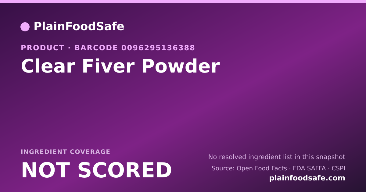 Share card for Clear Fiver Powder Food Ingredient Profile