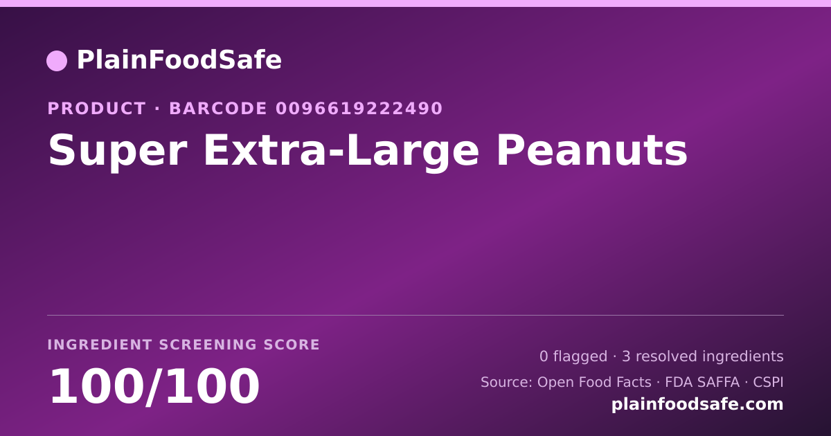 Share card for Super Extra-Large Peanuts Food Ingredient Profile