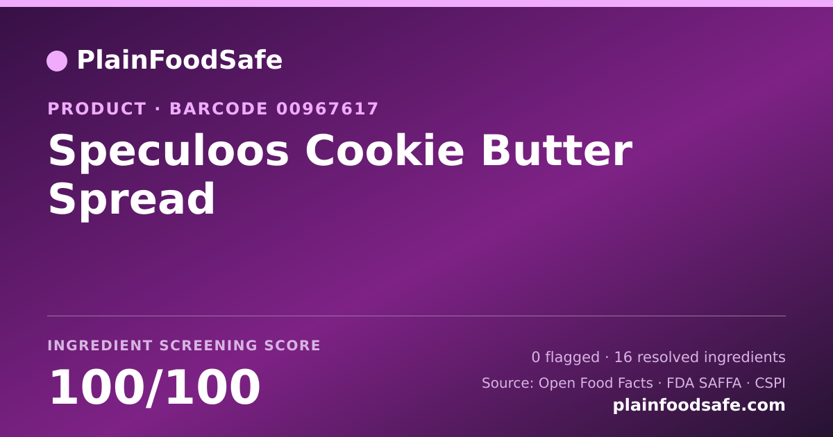 Share card for Speculoos Cookie Butter Spread Food Ingredient Profile