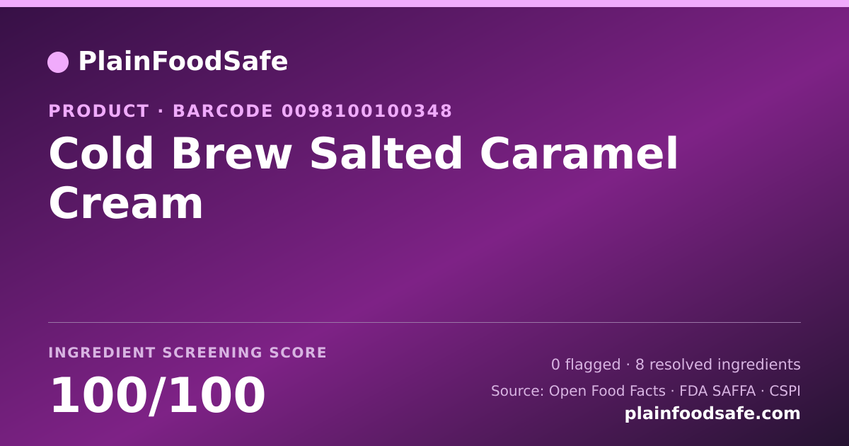 Share card for Cold Brew Salted Caramel Cream Food Ingredient Profile