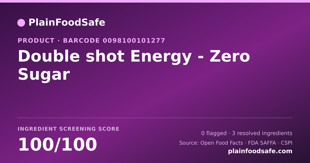 Share card for Double shot Energy - Zero Sugar Food Ingredient Profile