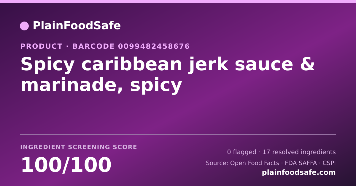 Share card for Spicy caribbean jerk sauce & marinade, spicy Food Ingredient Profile