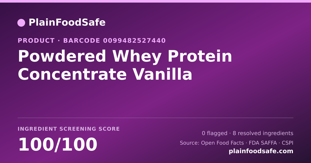 Share card for Powdered Whey Protein Concentrate Vanilla Food Ingredient Profile