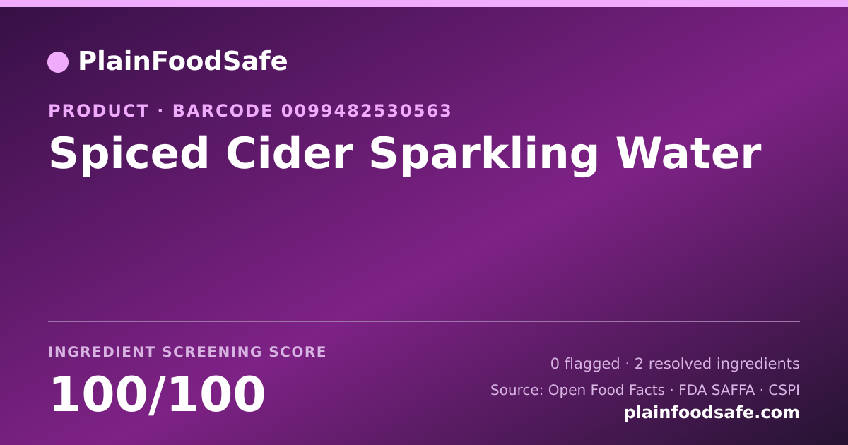 Share card for Spiced Cider Sparkling Water Food Ingredient Profile
