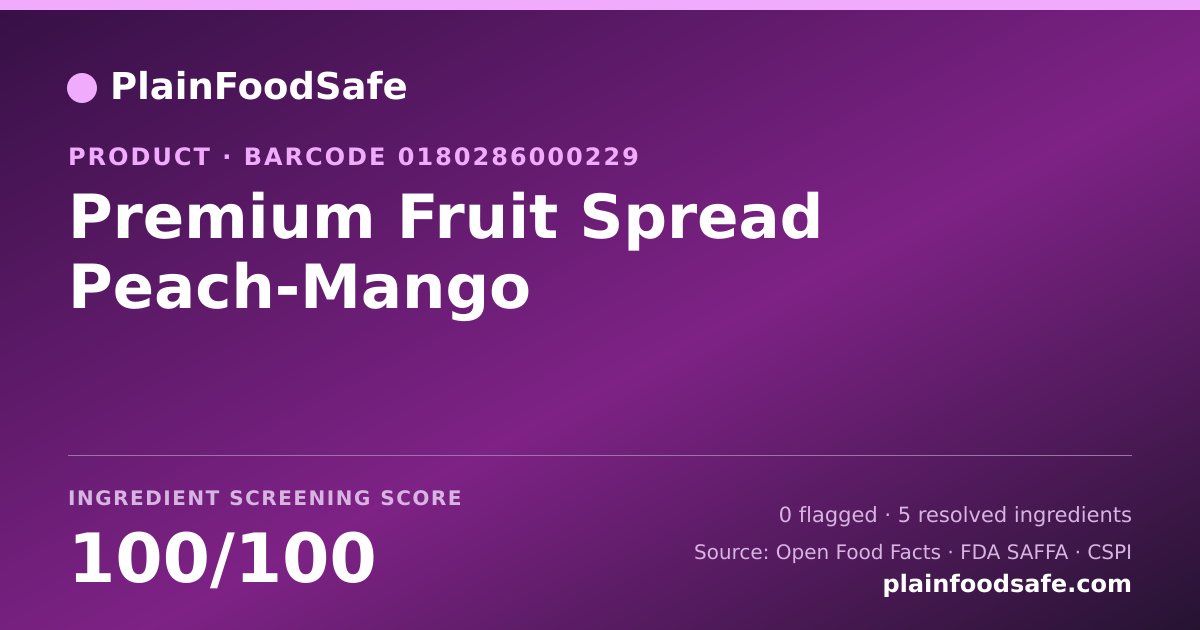 Share card for Premium Fruit Spread Peach-Mango Food Ingredient Profile