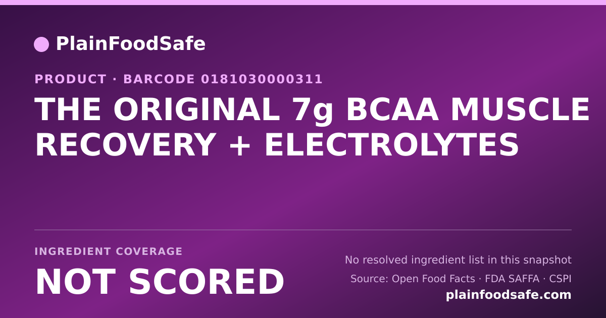 Share card for THE ORIGINAL 7g BCAA MUSCLE RECOVERY + ELECTROLYTES Food Ingredient Profile