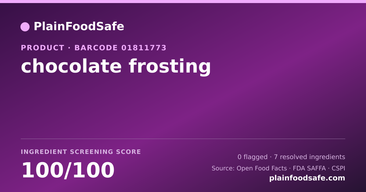 Share card for chocolate frosting Food Ingredient Profile