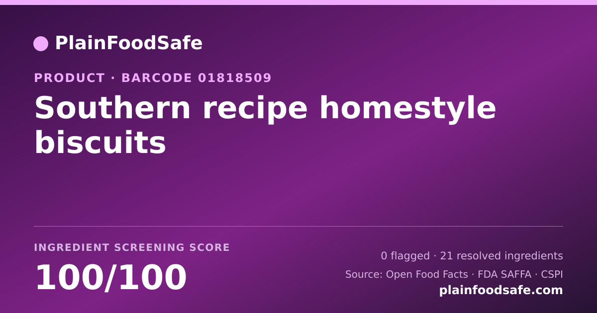Share card for Southern recipe homestyle biscuits Food Ingredient Profile