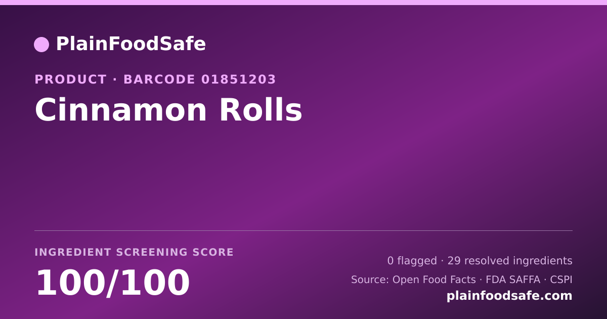 Share card for Cinnamon Rolls Food Ingredient Profile