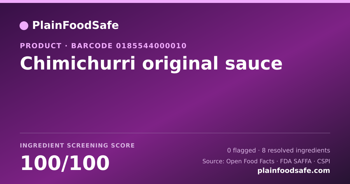 Share card for Chimichurri original sauce Food Ingredient Profile