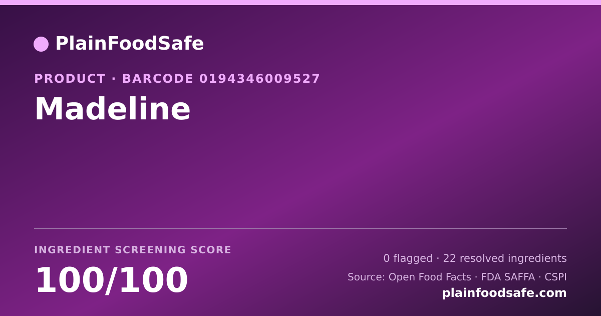 Share card for Madeline Food Ingredient Profile