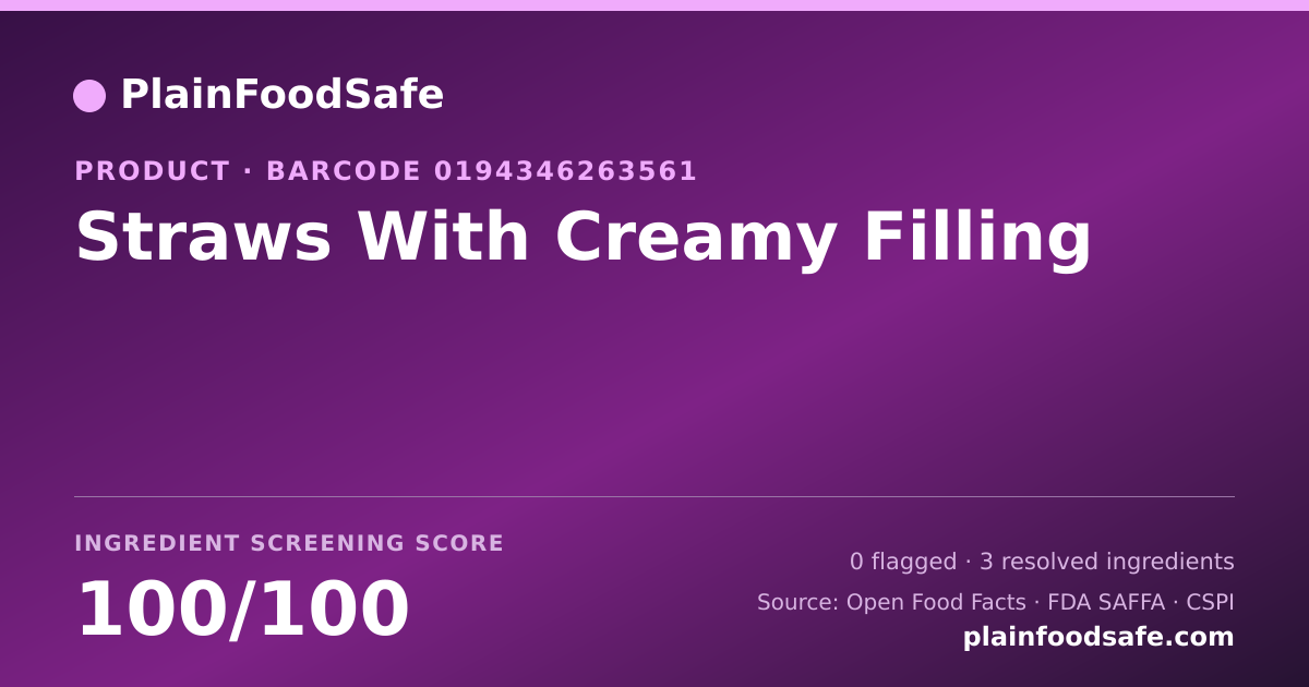 Share card for Straws With Creamy Filling Food Ingredient Profile