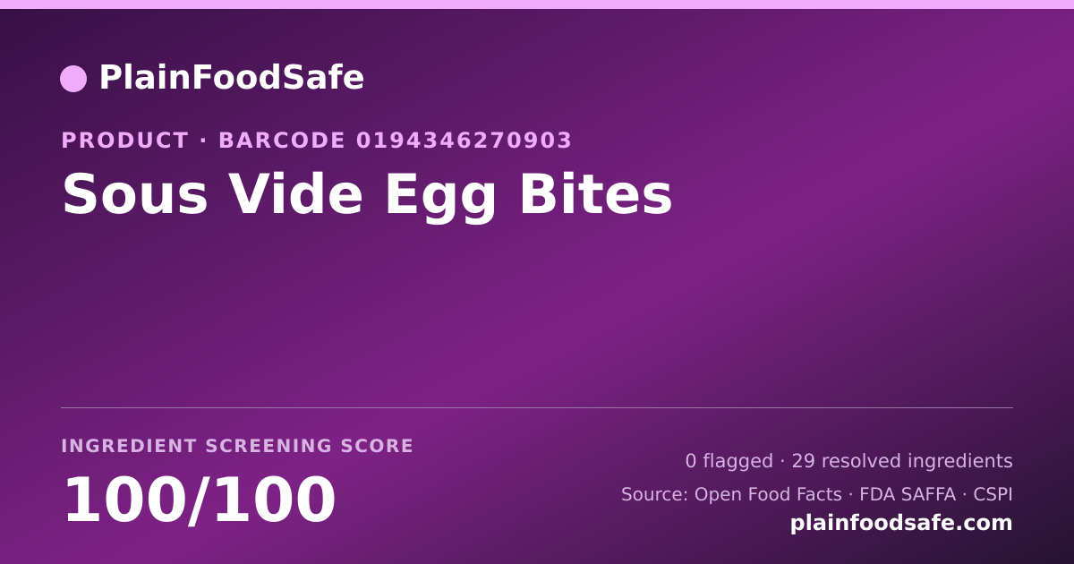 Share card for Sous Vide Egg Bites Food Ingredient Profile